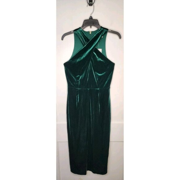 NWT Size Small Michael Kors Stretch Velvet Sleeveless Twist Neck Midi Dress - Picture 1 of 6
